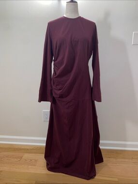 Veiled Collection Natalie Ruched Jersey Maxi Dress in Magenta/Plum size XL